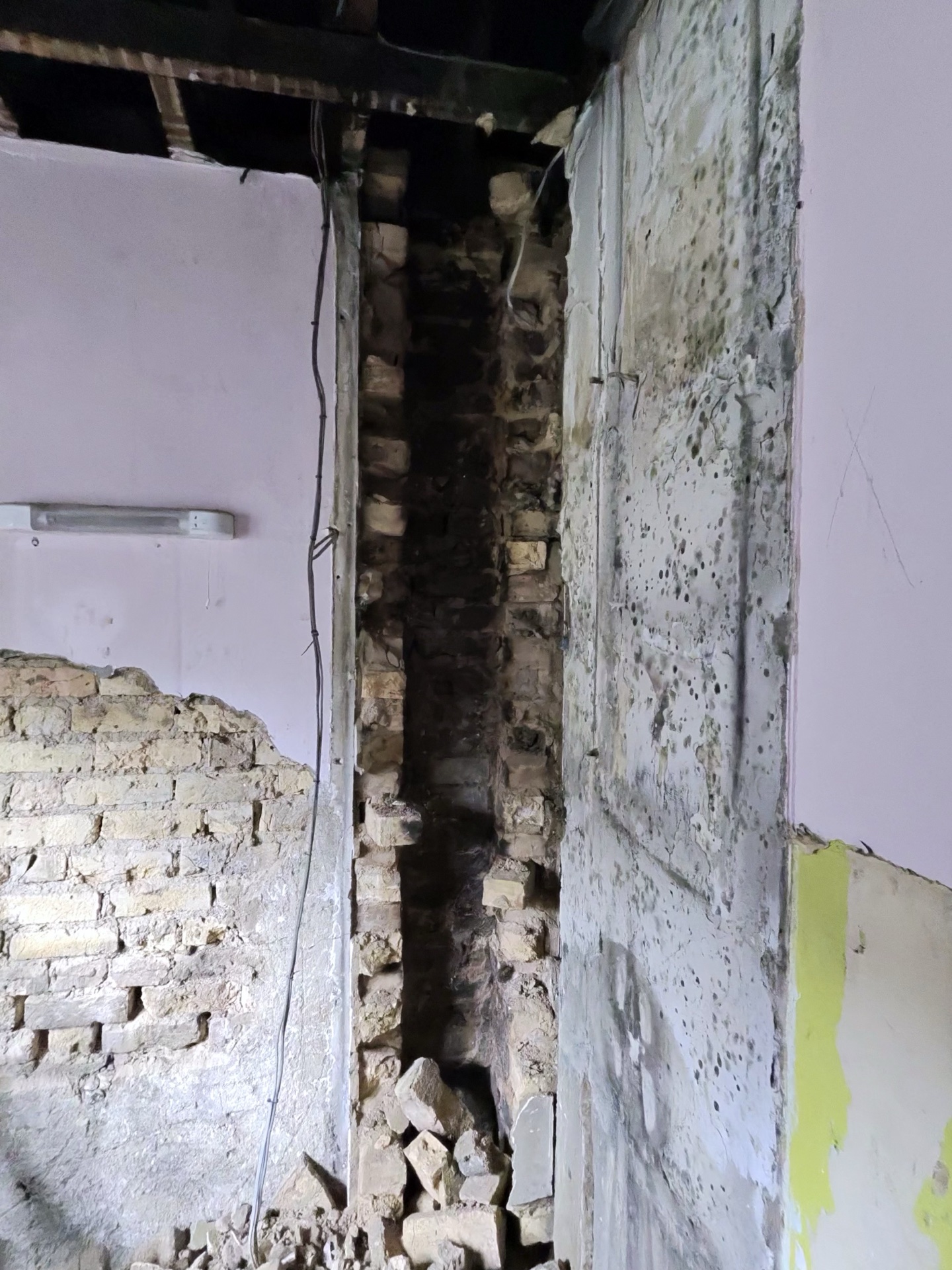 Brickwork exposed after removal